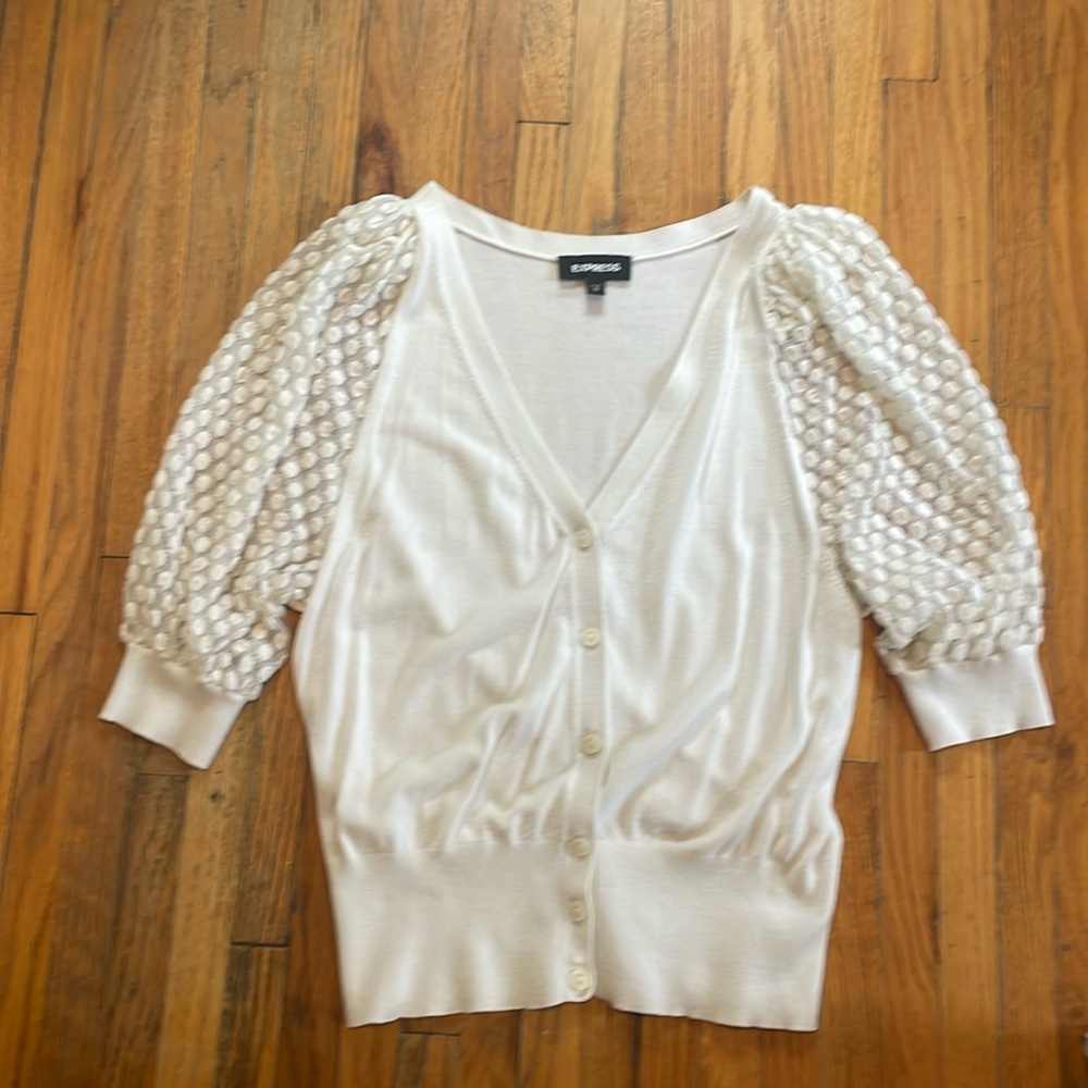 Cardigan with mesh sleeve